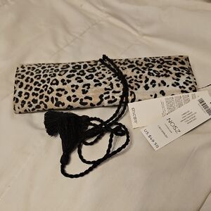 Chico's Leopard Print Clutch - Black and Tan